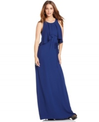 A cutout back and cascading ruffle adds entrance-making appeal to this BCBGMAXAZRIA maxi dress -- perfect for a starry-night summer soiree! A cutout back and cascading ruffle adds entrance-making appeal to this BCBGMAXAZRIA maxi dress -- perfect for a starry-night summer soiree!