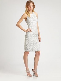 Embroidered metallic lace lends a luxe, romantic feel to this tailored, form-fitting shift.Jewel necklineSleevelessBack cutoutConcealed back zipFully linedAbout 25 from natural waist70% polyester/30% metallic threadDry cleanMade in USA of imported fabricModel shown is 5'9 (175cm) wearing US size 4. Embroidered metallic lace lends a luxe, romantic feel to this tailored, form-fitting shift.Jewel necklineSleevelessBack cutoutConcealed back zipFully linedAbout 25 from natural waist70% polyester/30% metallic threadDry cleanMade in USA of imported fabricModel shown is 5'9 (175cm) wearing US size 4.