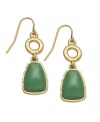Creatively colorful. Lauren by Ralph Lauren's pretty drop earrings feature reconstituted jade stones set in a chic, cut-out setting. Crafted in 14k gold-plated mixed metal. Approximate drop: 1-1/4 inches.