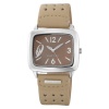 Nine West Women's NW1081BNCM Square Silver-Tone and Tan Strap Watch