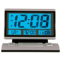 Elgin 1.25 LCD Bedside Alarm Clock, Silver