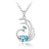 Blue Crystal Peacock Pendant, Women Sweater Necklace, 18K White Gold Plated, with Free 24 Chain