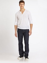 Personalize your raw denim, and give them a vintage look that once took years to create, with this revolutionary technology that molds to the body and reflects your lifestyle.Five-pocket styleInseam, about 3350% cotton/49% polyester/1% polyurethaneMachine washMade in USA Personalize your raw denim, and give them a vintage look that once took years to create, with this revolutionary technology that molds to the body and reflects your lifestyle.Five-pocket styleInseam, about 3350% cotton/49% polyester/1% polyurethaneMachine washMade in USA
