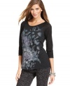 Expand your fall weekend attire with this casual top from Style&co. featuring ruched sleeves and a sleek floral print!
