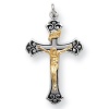 Sterling Silver & Vermeil Crucifix Pendant with Black Inlay