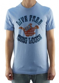 Lucky Brand Men's Light Blue Short Sleeve Crew Neck Graphic T-Shirt