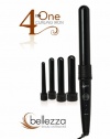 BELLEZZA 4 in One Curling Iron Set with Four Ceramic/Tourmaline Interchangeable Heads - Heat Resistant Glove and 140 - 410 Degree Variable Temperature