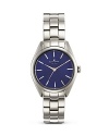 A classic, modern stainless steel timepiece with bold cobalt dial from kate spade new york.
