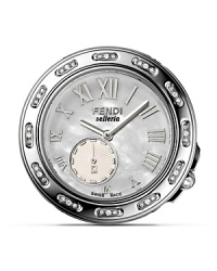 Fendi Round Selleria Stainless Steel Watch Head with Diamonds, 37mm Fendi Round Selleria Stainless Steel Watch Head with Diamonds, 37mm