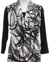 DKNY Plaster Printed Faux Wrap 3/4 Sleeve Top Petite