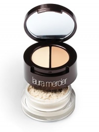 Laura Mercier Undercover Pot is an innovative, travel-friendly pot that combines steps three and four of the Flawless Face into one convenient package. Open the top lid to view the award-winning Secret Camouflage and Secret Concealer. The unique Secret Camouflage formula is oil-free and stays in place all day long to cover blemishes, scars and imperfections.Combat under-eye circles with the Secret Concealer. Its emollient formula allows for a smooth application in the sensitive eye area.