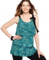 Get a graphic look without sacrificing feminine charm -- Style&co.'s sleeveless top looks cool in warm weather!