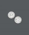 For the girl with impeccable taste. Stunning stud earrings highlight round-cut diamond centers surrounded by a halo of round-cut diamond accents (1/2 ct. t.w.). Set in 14k white gold. Approximate diameter: 4 mm.