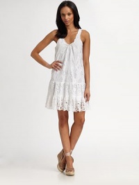 Elegant eyelet adds a delicate feel to this drop-waist, cotton sheath for an unforgettable look.U-neckSleevelessAllover eyelet detailsDrop waistScalloped hemAbout 20 from natural waistCottonDry cleanImported Model shown is 5'9 (175cm) wearing US size 4. Elegant eyelet adds a delicate feel to this drop-waist, cotton sheath for an unforgettable look.U-neckSleevelessAllover eyelet detailsDrop waistScalloped hemAbout 20 from natural waistCottonDry cleanImported Model shown is 5'9 (175cm) wearing US size 4.