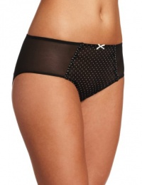 Betsey Johnson Women's Little Dot Flock Retro Bikini, Raven Black, Medium Betsey Johnson Women's Little Dot Flock Retro Bikini, Raven Black, Medium