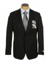 Calvin Klein Body Mens Black Windowpane Slim Fit Wool Suit