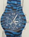 Mark Naimer Animal Trend Zebra Print Blue Watch Blue N Black Metal Band