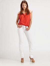 Skinny stretch denim in a bright white wash, tailored with a sophisticated cigarette leg.THE FITSkinny fitRise, about 8Inseam, about 32THE DETAILSZip flyFive-pocket style70% tencel/28% cotton/2% elastaneMachine washMade in USA of imported fabricModel shown is 5'8½ (174cm) wearing US size 4. Skinny stretch denim in a bright white wash, tailored with a sophisticated cigarette leg.THE FITSkinny fitRise, about 8Inseam, about 32THE DETAILSZip flyFive-pocket style70% tencel/28% cotton/2% elastaneMachine washMade in USA of imported fabricModel shown is 5'8½ (174cm) wearing US size 4.