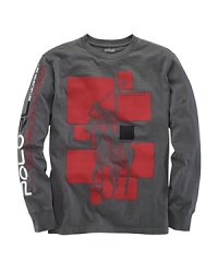 A classic crewneck is crafted from soft cotton jersey with Ralph Lauren's sporty signature accenting the chest and right arm for relaxed refinement. A classic crewneck is crafted from soft cotton jersey with Ralph Lauren's sporty signature accenting the chest and right arm for relaxed refinement.