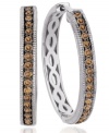 Traditional hoops with a little extra shine. Le Vian's stunning style incorporates a row of round-cut chocolate diamonds throughout (5/8 ct. t.w.). Set in 14k white gold. Approximate diameter: 1 inch.