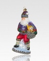 With a Courtly Check sack full of gifts, a glittering Santa glides across the ice, exquisitely crafted of mouth-blown, hand-painted glass.Glass6H X 3W X 2.5DImported Please note: Due to their handmade nature, ornaments may vary slightly. 