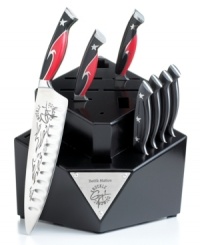 Master chef meet master tools. Knuckle Sandwich series forged knives, crafted from German stainless steel and heat treated for long-lasting strength, take cover in the Battle Station block with 17 slots to make your favorite kitchen companions right at home. The command station for your kitchen keeps your best blades sharp and on the ready. 5-year warranty. Master chef meet master tools. Knuckle Sandwich series forged knives, crafted from German stainless steel and heat treated for long-lasting strength, take cover in the Battle Station block with 17 slots to make your favorite kitchen companions right at home. The command station for your kitchen keeps your best blades sharp and on the ready. 5-year warranty.