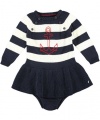 Nautica Sportswear Kids Baby-girls Infant Long Sleeve Striped Sweater Dress