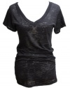 YogaColors Black Star Burnout Deep V Neck Tunic Mini Dress