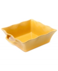 Totally solid. Go with the flow from oven to table with this square baker by Marcela for Prima Design. A rich color and ruffled edges combine to make the everyday essential as stylish as it is durable. Totally solid. Go with the flow from oven to table with this square baker by Marcela for Prima Design. A rich color and ruffled edges combine to make the everyday essential as stylish as it is durable.