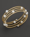 Charriol Classique Yellow PVD Wrap Bangle with Pearls