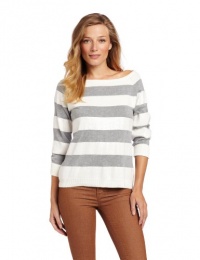 Vince Camuto Women's Ribbed Trim Sequin Stripe Sweater, Lt Smoke Htr, Large Vince Camuto Women's Ribbed Trim Sequin Stripe Sweater, Lt Smoke Htr, Large