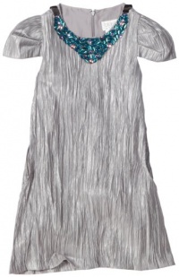 Blush by Us Angels Girls 7-16 Sleeve Sheath with Jewel Necklace, Gray, 12 Blush by Us Angels Girls 7-16 Sleeve Sheath with Jewel Necklace, Gray, 12