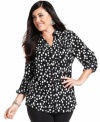 Snag a spot-on work look with Style&co.'s long sleeve plus size shirt, highlighted by a polka-dot print!