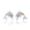 925 Sterling Silver Multi-Colored Mother of Pearl Shell Dolphin Fish Post Stud Earrings 11 mm Fashion Jewelry for Women, Teens, Girls - Nickel Free