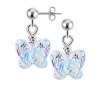 SCER503 Sterling Silver 8mm Clear AB Crystal Butterfly Back Earrings Made with Swarovski Elements