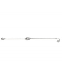 Find a delicate balance in sparkling, Swarovski style. Nathalie bracelet features a chic, knotted design highlighting round-cut clear crystals in silver tone mixed metal. Approximate length: 6-1/4 inches. Find a delicate balance in sparkling, Swarovski style. Nathalie bracelet features a chic, knotted design highlighting round-cut clear crystals in silver tone mixed metal. Approximate length: 6-1/4 inches.