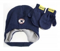 Converse All Star Toddler Boy's 2/4T Trapper Beanie Hat & Mittens Set (Athletic Navy) Converse All Star Toddler Boy's 2/4T Trapper Beanie Hat & Mittens Set (Athletic Navy)