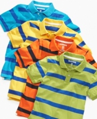 He can cross cool off his style checklist with this cute striped polo shirt from Greendog. He can cross cool off his style checklist with this cute striped polo shirt from Greendog.