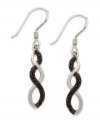 A beauty that lasts. Victoria Townsend's infinity-shaped earrings are crafted from sterling silver with black diamond accents adding an elegant touch. Approximate drop: 1-1/2 inches.