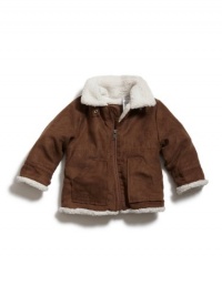 GUESS Kids Boys Bomber Jacket with Hat, DARK BROWN (24M)