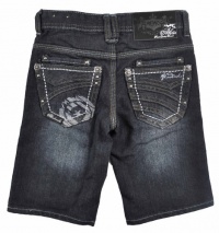 Akademiks Boys Dark Blue Denim Wash Straight Fit Short (4) Akademiks Boys Dark Blue Denim Wash Straight Fit Short (4)