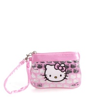 Hello Kitty Satin Wristlet Purse Bag with Pink And Silver Satin Hello Kitty Satin Wristlet Purse Bag with Pink And Silver Satin