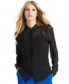 A touch of studding at the collar and cuffs gives Vince Camuto's sheer blouse a fashion-forward boost.