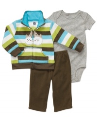 An adorable three-piece set from Carter's features everything all new moms need to dress baby with stylish ease. An adorable three-piece set from Carter's features everything all new moms need to dress baby with stylish ease.