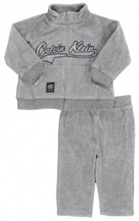 Calvin Klein Newborn Boys Medium Gray 2Pc Velour Pant Set (3/6M) Calvin Klein Newborn Boys Medium Gray 2Pc Velour Pant Set (3/6M)