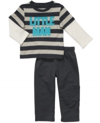 Bring up his style. He can sport a grown-up style with this layered shirt and pants set from Carter's. Bring up his style. He can sport a grown-up style with this layered shirt and pants set from Carter's.