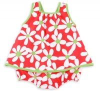 Chez Ami by Patsy Aiken Designs Girls Sleeveless One Piece Knit Bubble Romper Coral Daisy Print - Size 12M Chez Ami by Patsy Aiken Designs Girls Sleeveless One Piece Knit Bubble Romper Coral Daisy Print - Size 12M