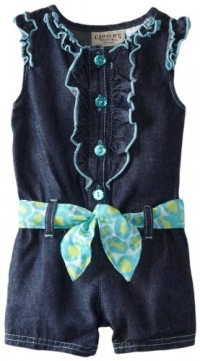 Carter's Watch the Wear Baby-Girls Infant Romper With Ruffles And Cheetah Bow, Medium Blue, 24 Months Carter's Watch the Wear Baby-Girls Infant Romper With Ruffles And Cheetah Bow, Medium Blue, 24 Months