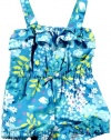 OshKosh B'Gosh Ruffled Floral Shortalls - Blue Floral - 9 Months