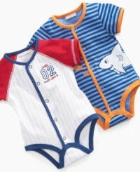 From fishing to baseball, he'll be ready to start any sport early in one of these comfy bodysuits from First Impressions. From fishing to baseball, he'll be ready to start any sport early in one of these comfy bodysuits from First Impressions.
